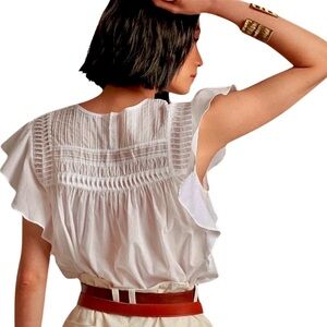 *NWT* BANANA REPUBLIC Pintuck‎ Ruffle Sleeve Top